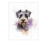 Artery8 Schnauzer Lovers Gift Watercolour Pet Portrait Painting Artwork Extra Large XL Wall Art Poster Print