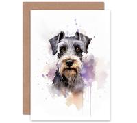 Artery8 Schnauzer Lovers Gift Watercolour Pet Portrait Painting Artwork Greeting Card Artery8 Multicolor