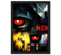 Artery8 Sci Fi Complex Machines Mecha Japan Big Brother Artwork Framed Wall Art Print A4 in Black Artery8 Black