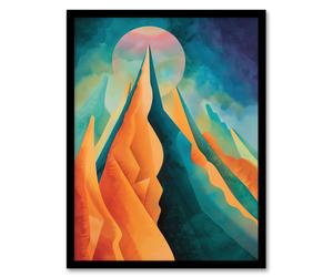 Artery8 Sci-Fi Mountain Summit by Moon Painting Galaxy Framed Art Print in Blue | Size: A4 Artery8 Blue A4
