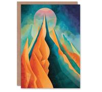 Artery8 Sci-Fi Mountain Summit by Moon Painting Galaxy Greeting Birthday Card Him Her All Blank