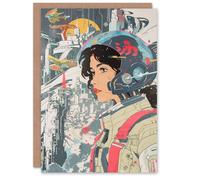 Artery8 Sci Fi Pilot Japanese Comic Book Style Futurism Blank For Him Or Her Art Birthday Card