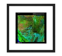 Artery8 Science Map Satellite Florida Everglades Park Replica 8X8 Inch Square Wooden Framed Wall Art Print Picture with Mount in Black Artery8 Black