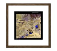 Artery8 Science Map Satellite Great Salt Desert Iran Replica 8X8 Inch Square Wooden Framed Wall Art Print Picture with Mount in Brown Artery8 Brown
