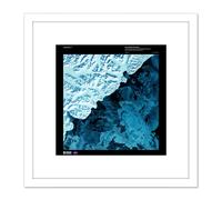 Artery8 Science Map Satellite Kamchatka Russia Ice Snow Replica 8X8 Inch Square Wooden Framed Wall Art Print Picture with Mount in White Artery8 White