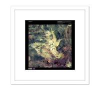 Artery8 Science Map Satellite Sandy Desert Wild Fire Scar Replica 8X8 Inch Square Wooden Framed Wall Art Print Picture with Mount in White Artery8 White