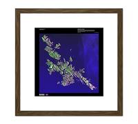 Artery8 Science Map Satellite Shetland Islands Scotland UK Replica 8X8 Inch Square Wooden Framed Wall Art Print Picture with Mount