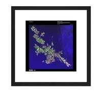 Artery8 Science Map Satellite Shetland Islands Scotland UK Replica 8X8 Inch Square Wooden Framed Wall Art Print Picture with Mount