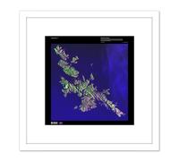 Artery8 Science Map Satellite Shetland Islands Scotland UK Replica 8X8 Inch Square Wooden Framed Wall Art Print Picture with Mount in White Artery8 White