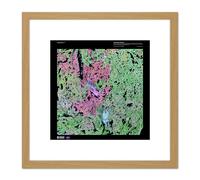 Artery8 Science Map Satellite Yellowknife Wetland Canada Replica 8X8 Inch Square Wooden Framed Wall Art Print Picture with Mount in Light Oak Artery8 Light Oak