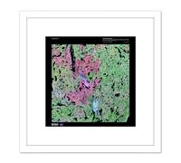 Artery8 Science Map Satellite Yellowknife Wetland Canada Replica 8X8 Inch Square Wooden Framed Wall Art Print Picture with Mount in White Artery8 White