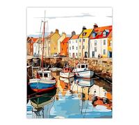 Scotland Fishing Harbour Boats Acrylic Artwork Anstruther Harbour Fife 1965 Extra Large XL Unframed Wall Art Poster Print Artery8 Multi W24 inch x H32 inch