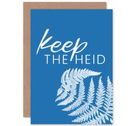 Artery8 Scotland Flower Quote Keep the Heid Greetings Card in Blue Artery8 Blue