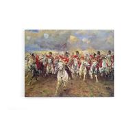 Artery8 Scotland Forever Battle Waterloo Canvas Wall Art Print 12X16: Classic cavalry charge painting print, dynamic decor for offices or heritage homes