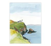 Artery8 Scotland Mull of Kintyre Lighthouse Watercolour Wall Art Print in Blue | Size: W24" x H32" Artery8 Blue W24" x H32"