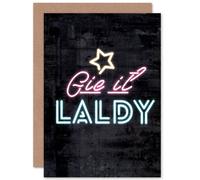 Artery8 Scotland Neon Gie It Laldy Greetings Card in Black Artery8 Black