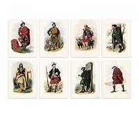 Artery8 Scottish Clan Tartan Portraits Set Of 8 Unframed Wall Art Prints Study Office Aesthetic Scotland 12X16 Inch