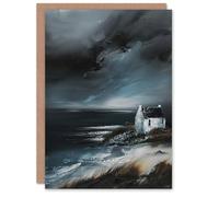 Artery8 Scottish Coastal Cottage Oil Painting Timeless Greeting Birthday Card Him Her All Blank