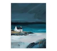 Artery8 Scottish Cottage on Coast Timeless Oil Painting Living Room Large Wall Art Poster Print Thick Paper 18X24 Inch