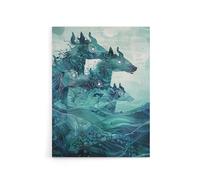 Artery8 Scottish Folklore Sea Kelpies Canvas Wall Art Print 12X16: Mythical Scottish artwork print, dramatic decor for heritage or fantasy interiors
