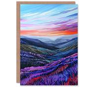 Artery8 Scottish Heather Fields Artwork Purple Hills Greeting Birthday Card Him Her All Blank