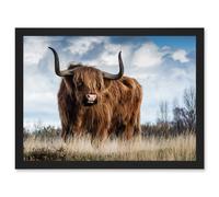 Wee Blue Coo Scottish Highland Cow Hairy Coo Photo Artwork Framed Wall Art Print A4