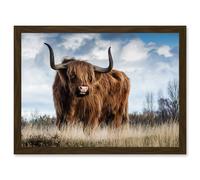 Artery8 Scottish Highland Cow Hairy Coo Photo Artwork Framed Wall Art Print A4 in Brown Artery8 Brown