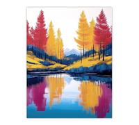 Artery8 Scottish Highlands Forest Lake Autumn Landscape Living Room Large Wall Art Poster Print Thick Paper 18X24 Inch
