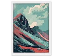 Artery8 Scottish Highlands Mountain Landscape Illustration Artwork Framed Wall Art Print A4