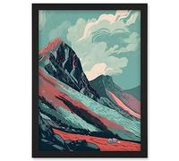 Scottish Highlands Mountain Landscape Illustration Artwork Framed Wall Art Print A4 Artery8 Black One Size