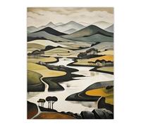 Artery8 Scottish Highlands Stylised Oil Painting Boho Mountain Hills & Lakes Large Wall Unframed Art Poster Print Thick Paper 18X24 Inch Artery8 Multicolor W18" x H24"