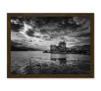 Scottish Photo Landscape Eilean Donan Castle Scotland Black White Artwork Framed Wall Art Print A4 Artery8 Brown One Size