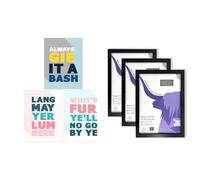 Artery8 Scottish Sayings Wall Art - Set of 3 A4 Sized Art with Black Frames - Good Wish Motivational Inspirational Expression Pastels