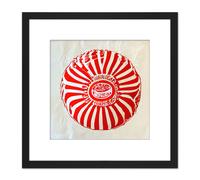 Artery8 Scottish Tea Cake Red Linocut Abstract Illustration Square Wooden Framed Wall Art Print Picture 8X8 Inch in Black Artery8 Black