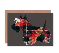 Artery8 Scottish Terrier Dog Colourful Tartan Scottish Scotland Card Artery8 Multicolor