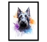 Artery8 Scottish Terrier Lovers Gift Watercolour Pet Portrait Painting Artwork Artwork Framed Wall Art Print A4