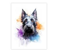 Artery8 Scottish Terrier Lovers Gift Watercolour Pet Portrait Painting Artwork Large Wall Art Poster Print Thick Paper 18X24 Inch