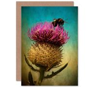 Wee Blue Coo Thistle Edinburgh Scotland Bumble Bee Grunge Birthday Sealed Greeting Card Plus Envelope Blank inside