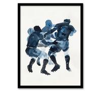 Artery8 Scrum Rugby Football Sport Players Watercolour Framed Wall Art in Dark Blue | Size: W12" x H16" Artery8 Dark Blue W12" x H16"