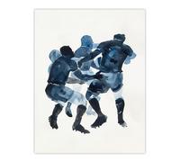 Artery8 Scrum Rugby Football Sport Players Watercolour Wall Art Print in Dark Blue | Size: W12" x H16" Artery8 Dark Blue W12" x H16"