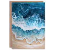 Artery8 Sea Foam on Sandy Beach From Above Calm Zen Greeting Birthday Card Him Her All Blank