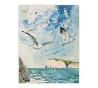Artery8 Seagulls Over White Cliffs of Dover UK Coastline Living Room Large Wall Art Poster Print Thick Paper 18X24 Inch