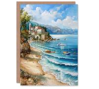Artery8 Seaside Beach Scene Coastal Landscape Painting Greeting Birthday Card Him Her All Blank