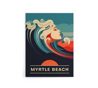 Artery8 Seaside Calls Myrtle Beach USA Travel Ad Canvas Wall Art Print in Blue | Size: W18" x H24" Artery8 Blue W18" x H24"