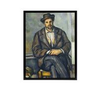 Artery8 Seated Peasant Portrait Painting Cezanne Framed Canvas Wall Art Print | Size: W24" x H32" Artery8 Multicolor W24" x H32"