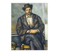 Artery8 Seated Peasant Portrait Painting Cezanne Wall Art Poster Print | Size: W24" x H32" Artery8 Multicolor W24" x H32"