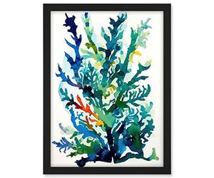 Artery8 Seaweed Plant Abstract Folk Art Artwork Framed A3 Wall Art Print