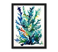 Artery8 Seaweed Plant Abstract Folk Art Artwork Framed Wall Art Print 18X24 Inch