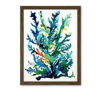 Artery8 Seaweed Plant Abstract Folk Art Artwork Framed Wall Art Print 18X24 Inch