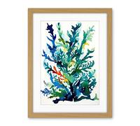 Artery8 Seaweed Plant Abstract Folk Art Artwork Framed Wall Art Print 18X24 Inch
